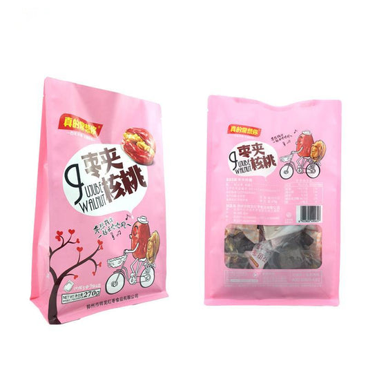 flat bottom snacks bags with the window on the back side